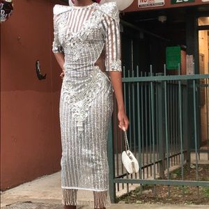 Custom Made Silver Prom Dress